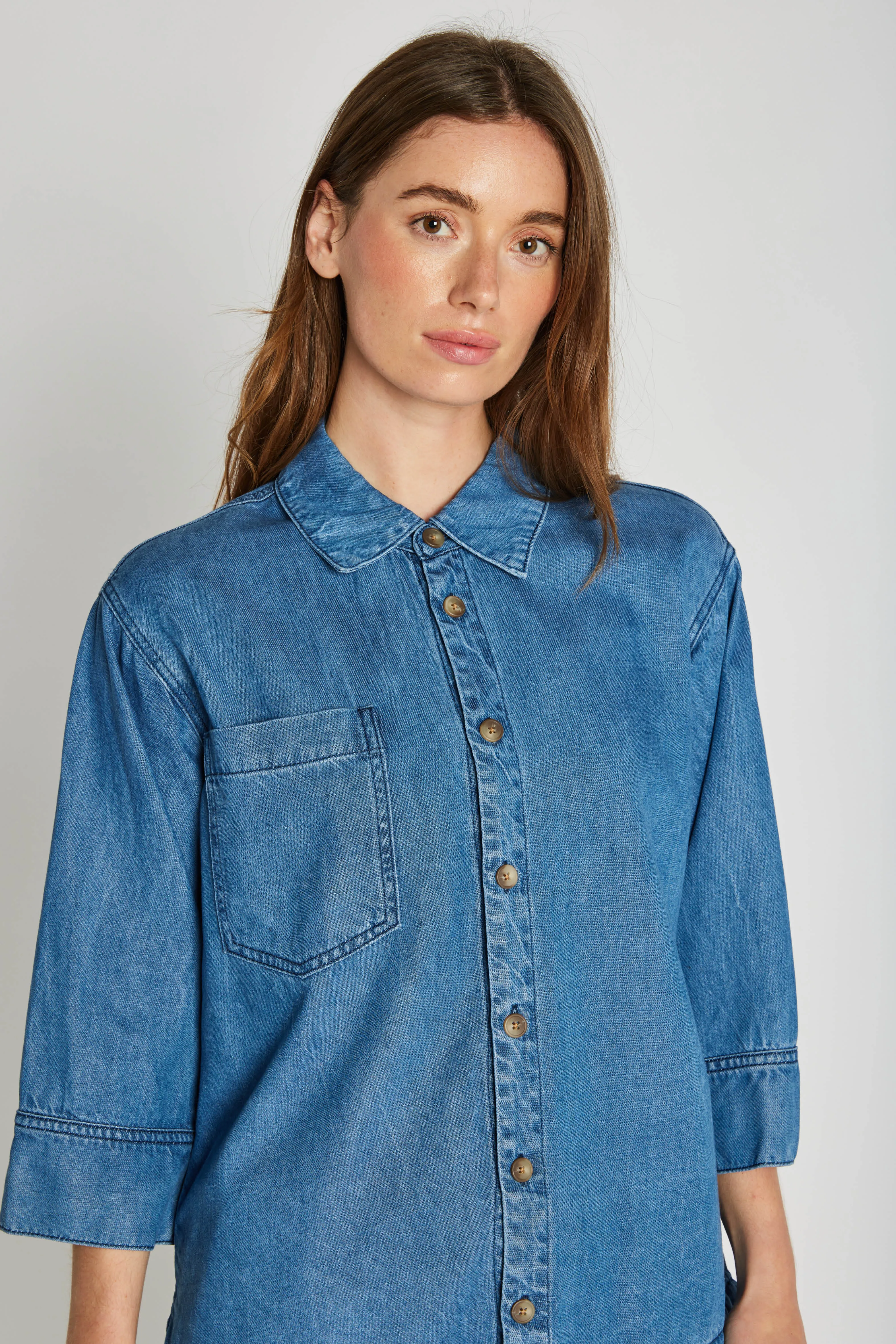 4124PBOKao bluse - Blue denim