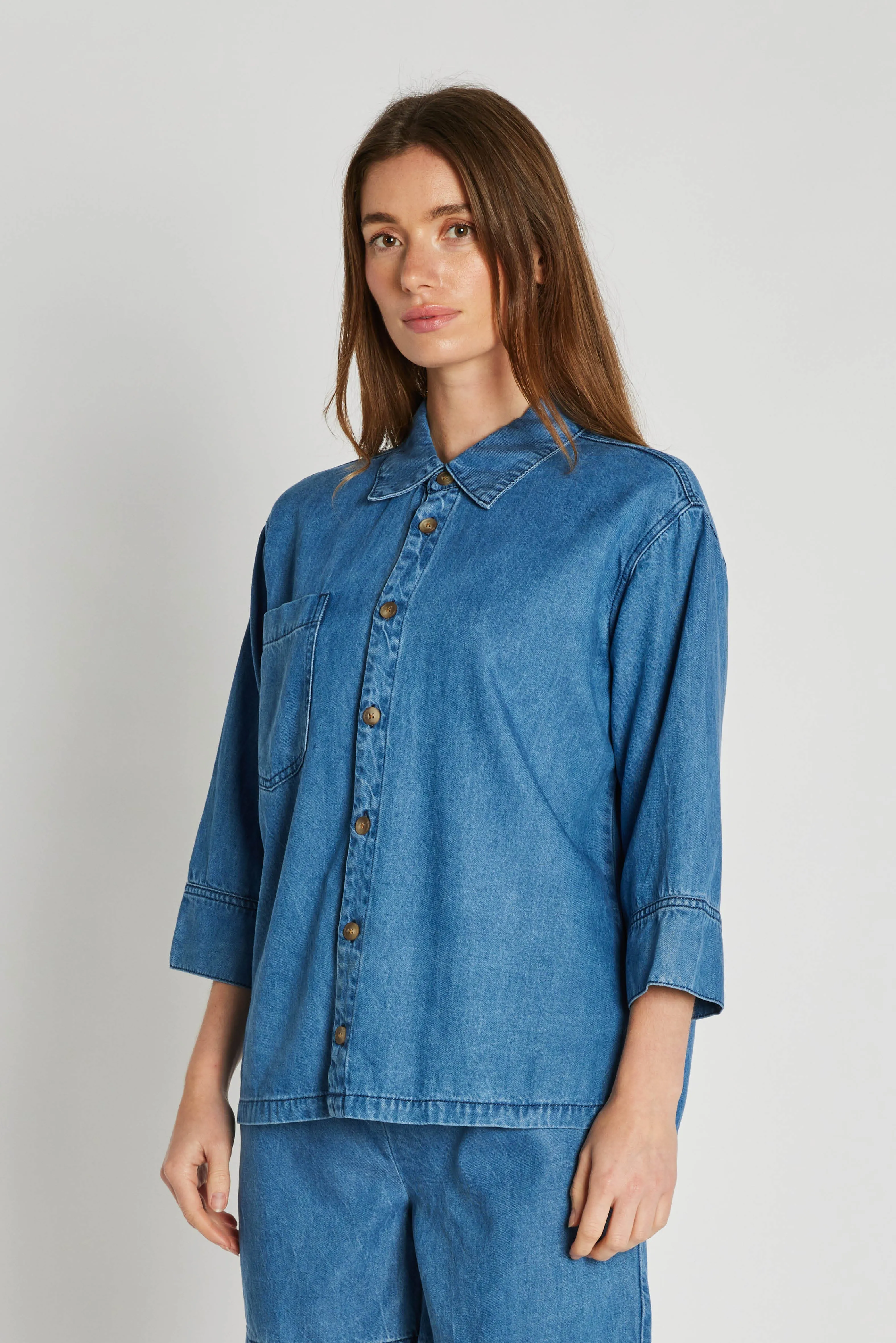4124PBOKao bluse - Blue denim