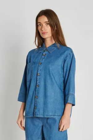 4124PBOKao bluse - Blue denim