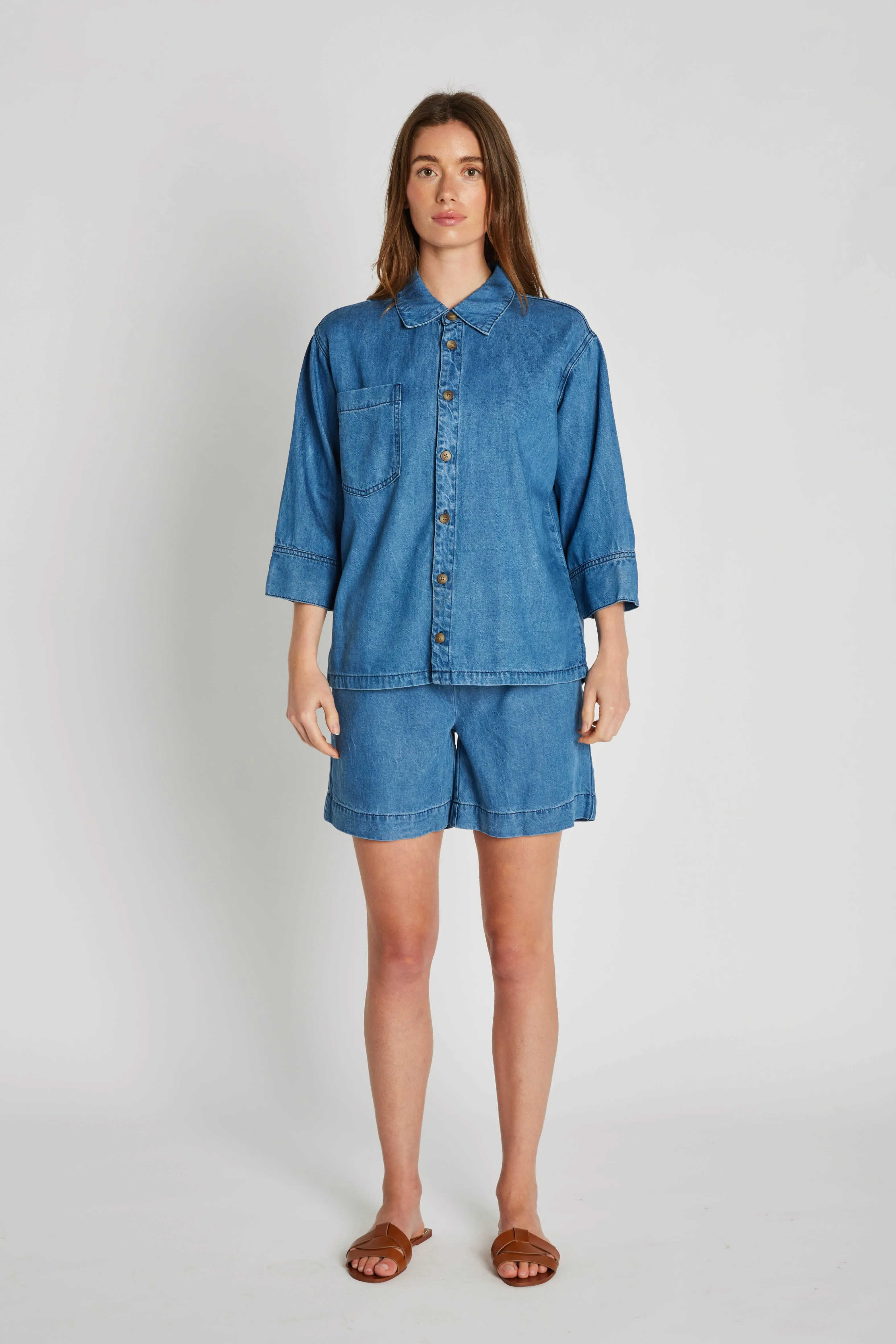 4124PBOKao bluse - Blue denim