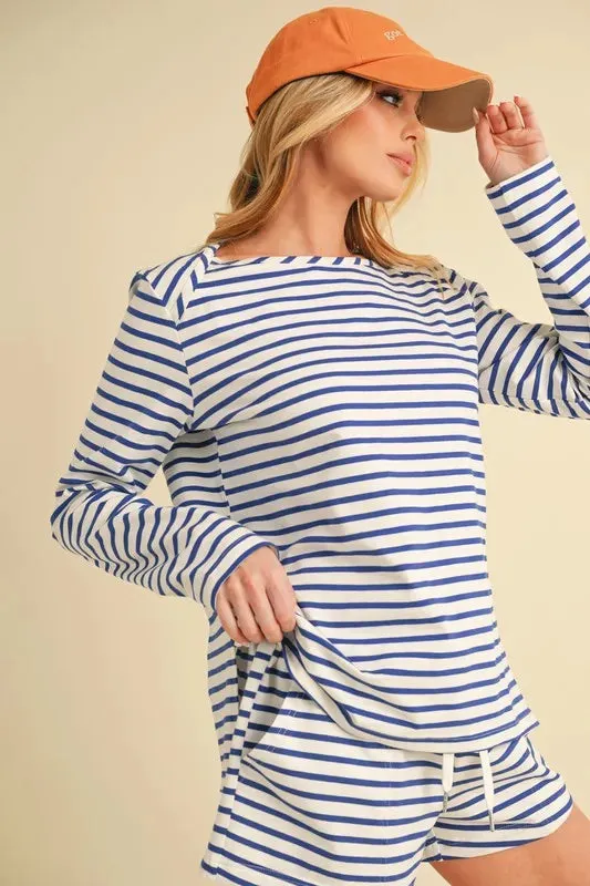 Aemi Co Drawstring Contrast Striped Shorts