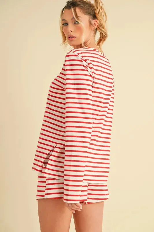 Aemi Co Drawstring Contrast Striped Shorts