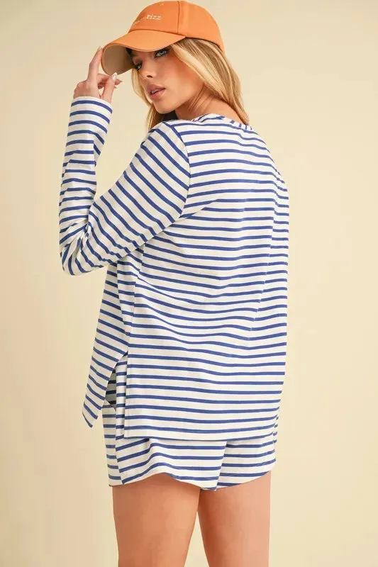 Aemi Co Drawstring Contrast Striped Shorts