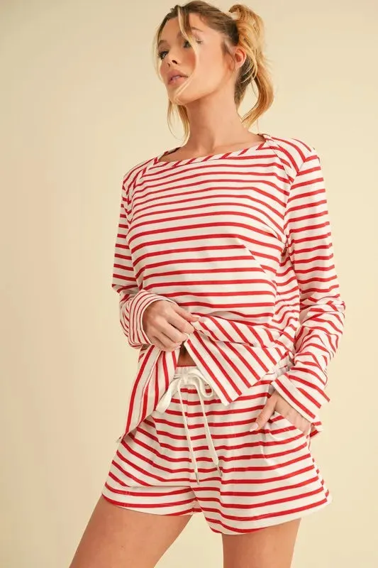 Aemi Co Drawstring Contrast Striped Shorts