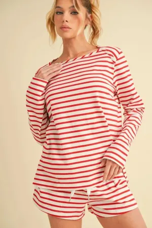 Aemi Co Drawstring Contrast Striped Shorts