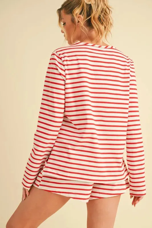 Aemi Co Drawstring Contrast Striped Shorts