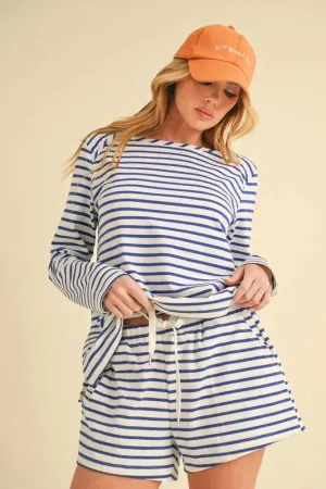 Aemi Co Drawstring Contrast Striped Shorts