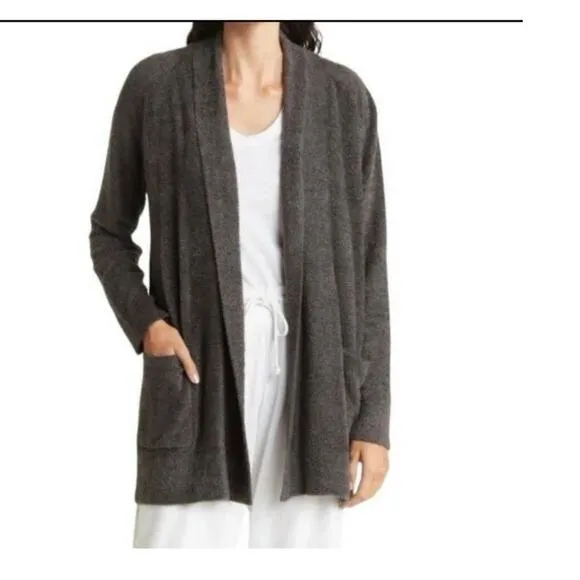 Barefoot Dreams Gray &amp; Black Cardigan size XS