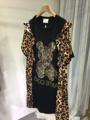 Brand Leopard Bear Graphic Plus Size Dress for Women