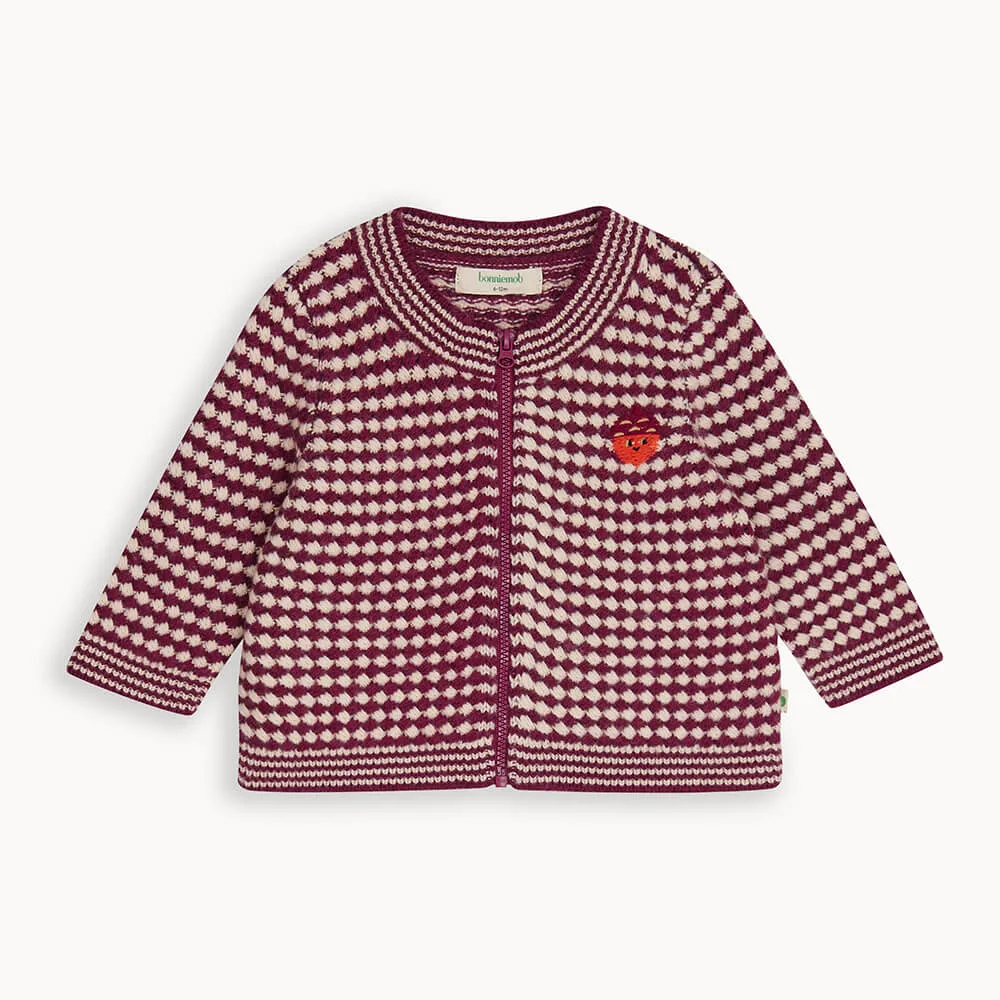 Homey - Berry Mix Chunky Checker Cardigan