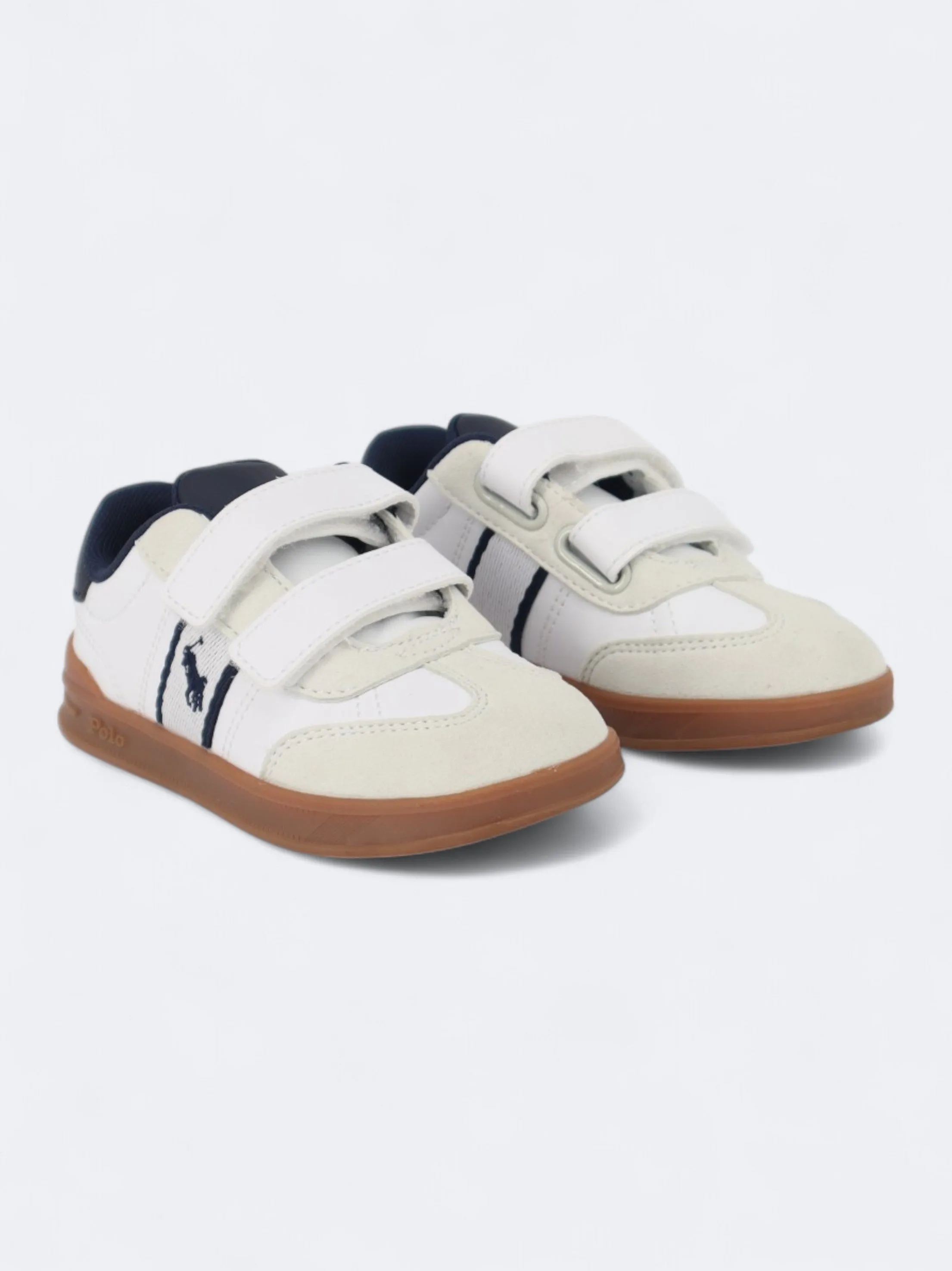 Kid's Boy's Brand Logo Patched Sneakers,White