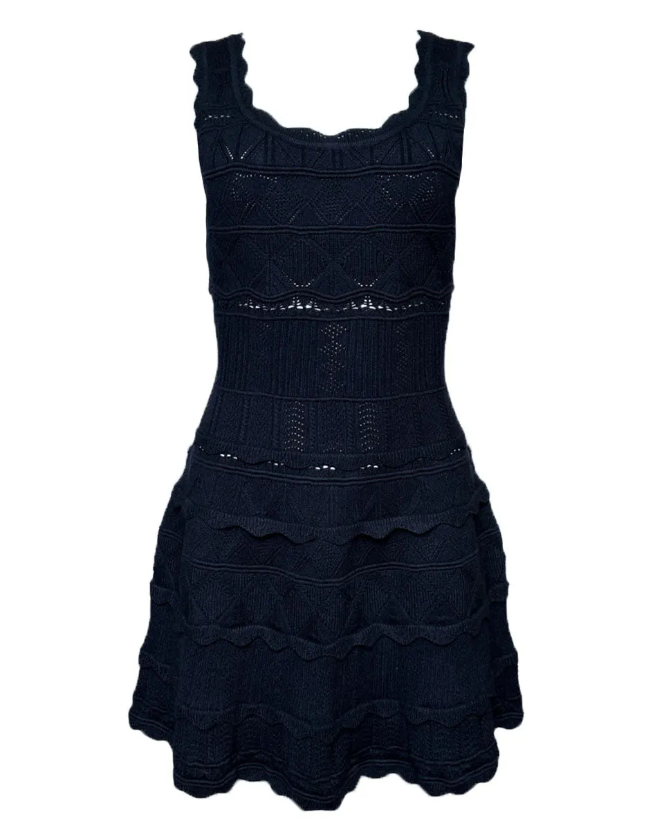 Knit Scallop Sleeveless Mini Dress