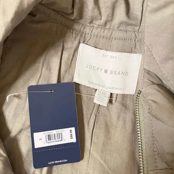 Lucky Brand Quilted Jacket in Green Size Large
