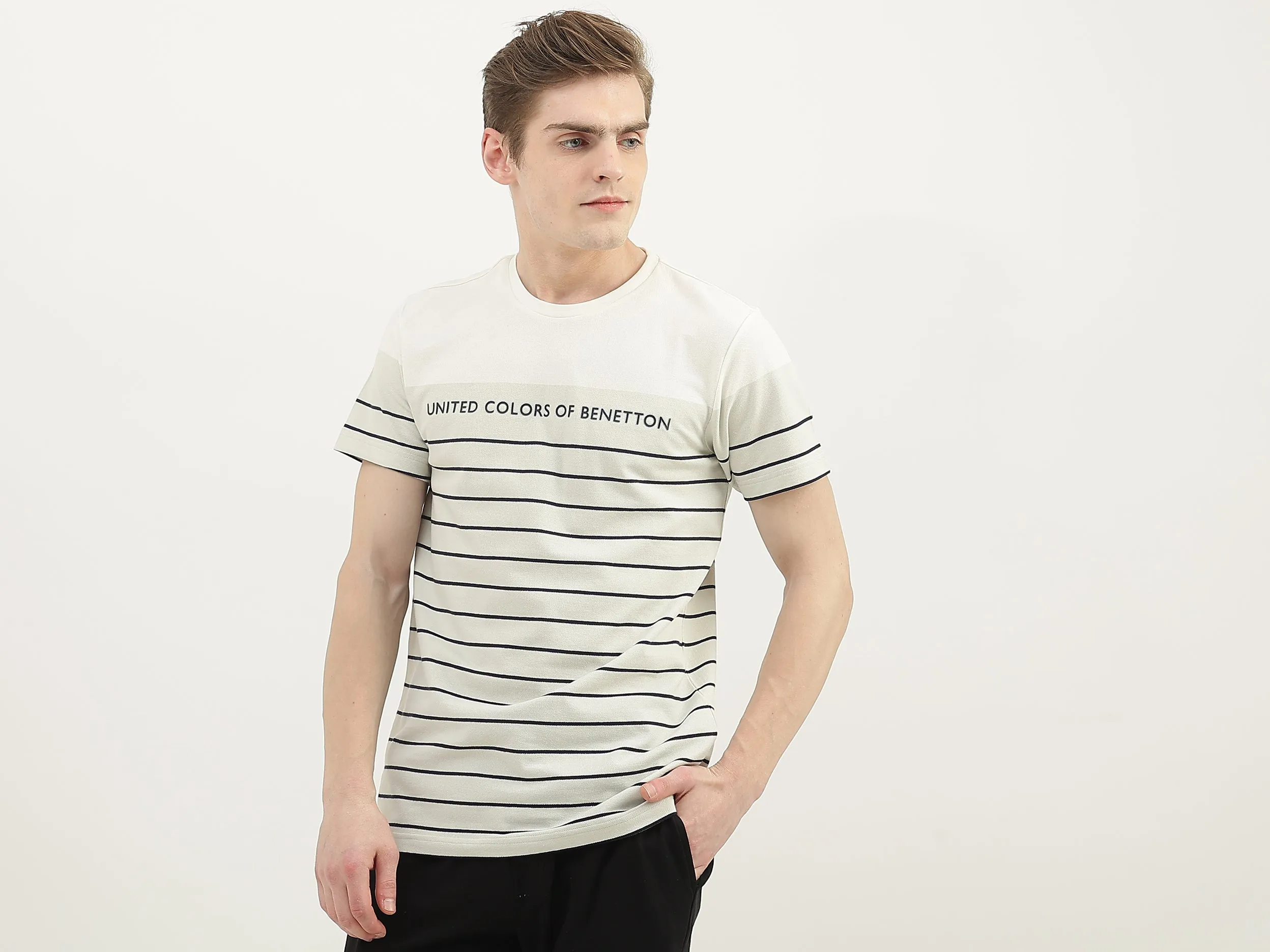 Men Striped Round Neck T-Shirt