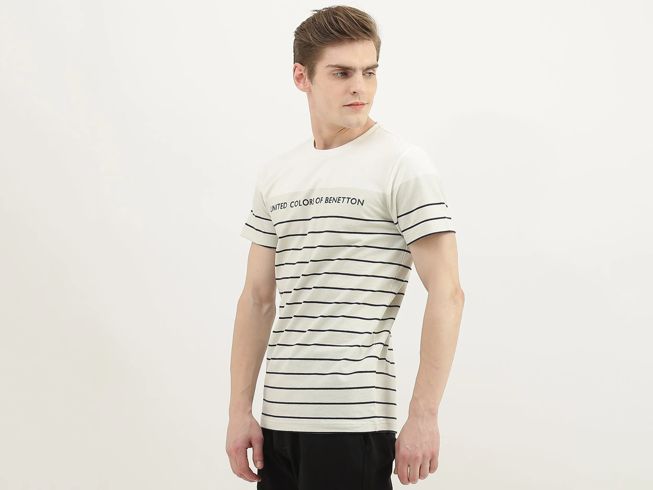 Men Striped Round Neck T-Shirt