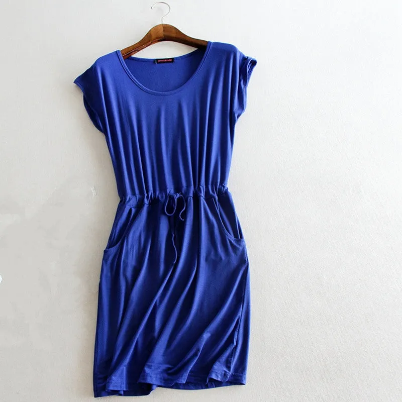 One Size Women Style Spring Summer Dress Casual Stripe Sleeveless Slim Dresses Solid Color Loose Dress AE529