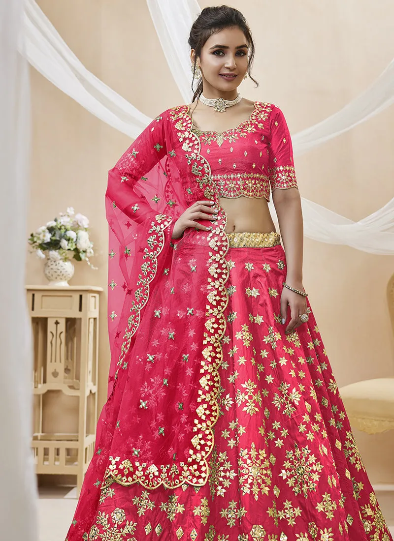 Pink Mirror Embroidery Traditional Lehenga Choli