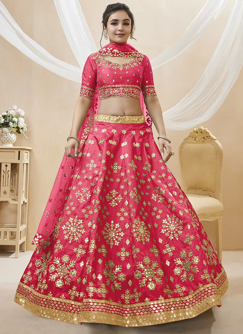 Pink Mirror Embroidery Traditional Lehenga Choli