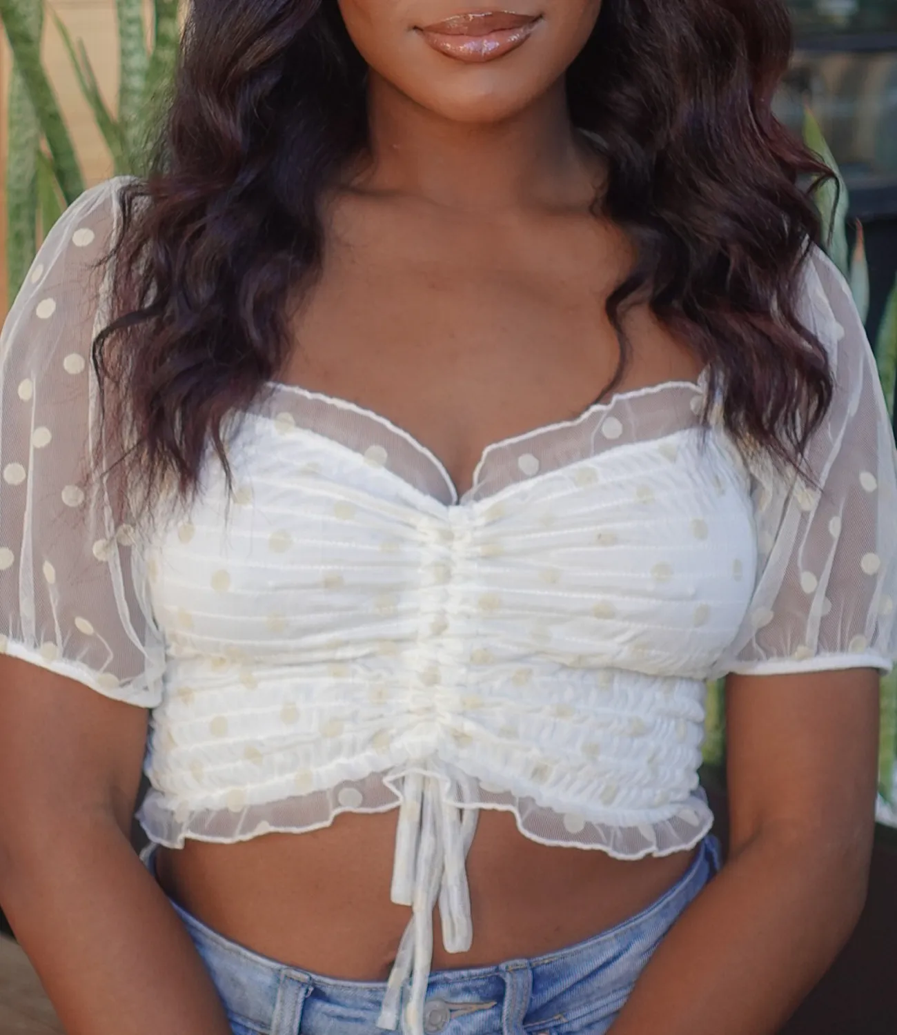 Rhythm Of Love Mesh Top(Creme)