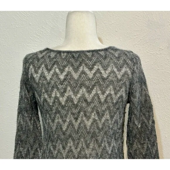 Theory Jivana Wenge Size M Sheer Baby Alpaca Wool Gray Sweater Luxury Staple